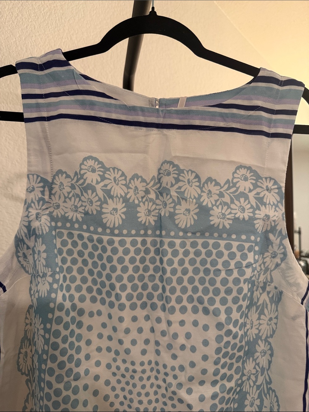 Free People On The Dot White and Light Blue Printed Mini Slip Dress - Picture 3 of 6
